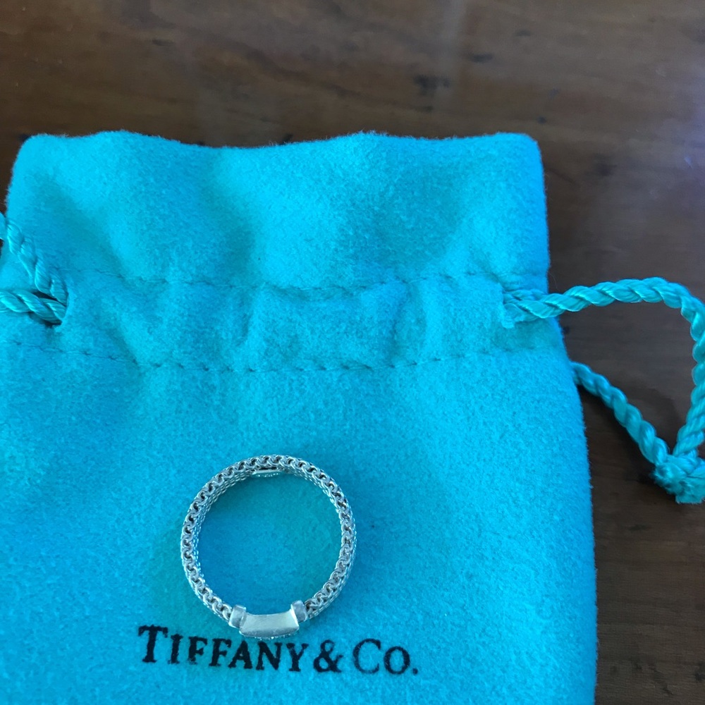 Tiffany & Co Somerset Silver mesh ring w/diamonds - Picture 4 of 7